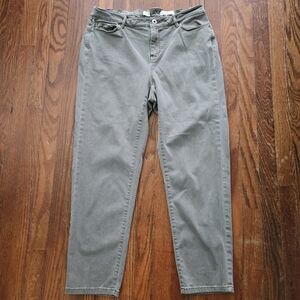 J. Jill Denim Boyfriend Straight Leg Ankle Jeans Size 16P Green Elastic Waist